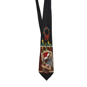 Looney Tunes Mania Santa Wile E Coyote 100% Silk‎ Tie